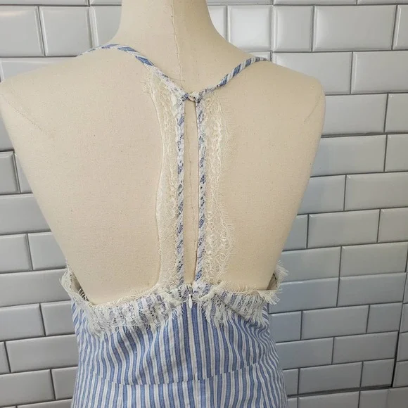 LUSH | BOUTIQUE IVY & LEO STRIPED LACE SUNDRESS SLIP DRESS WOMEN'S LARGE NWT - Picture 7 of 17